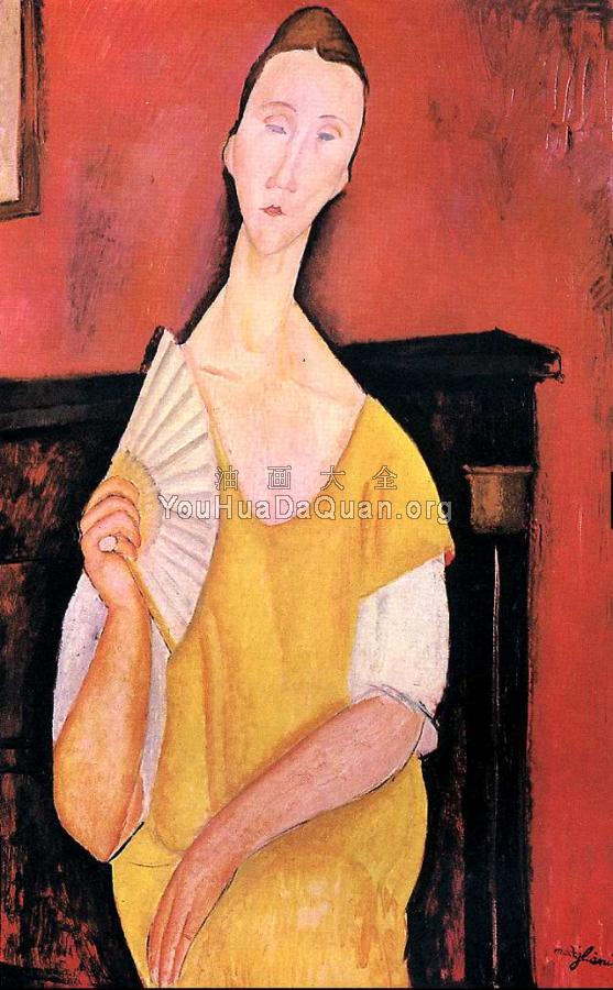 Woman with a Fan (Lunia Czechowska) - 阿米地奥·莫迪里阿尼